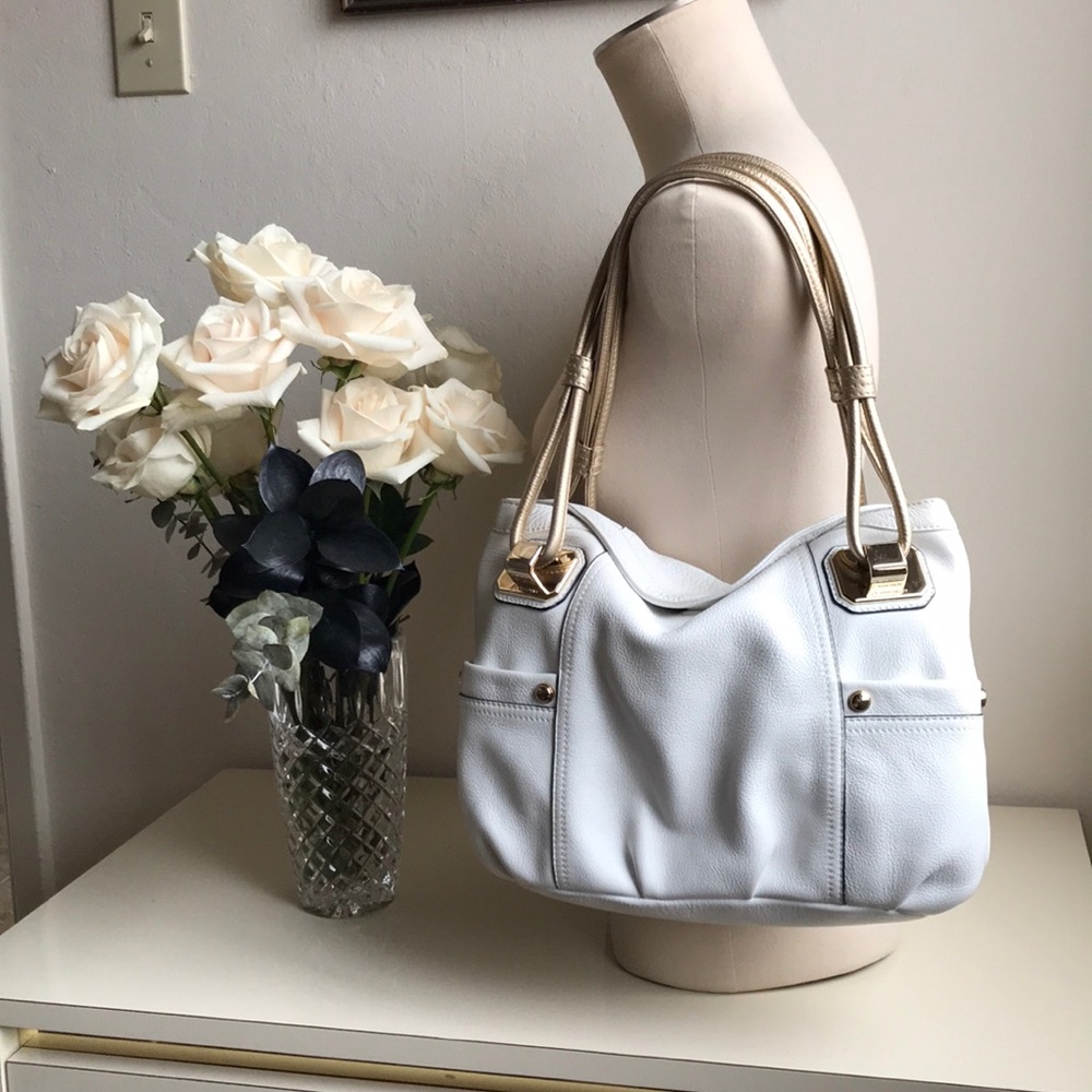 Beautiful white and gold leather purse